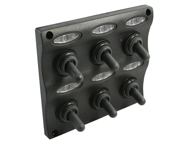 WATER RESISTANT WAVE SWITCH PANEL 6 GANG WITH LED INDICATORS JPW12968