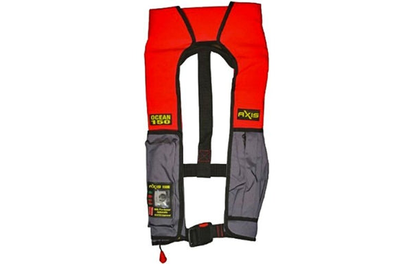 OCEAN 150 AUTO INFLATABLE LIFE JACKET - GREY/RED JPW7481