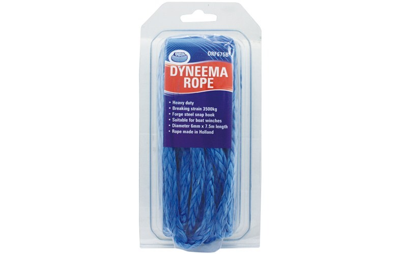 DYNEEMA WINCH ROPE 6MM X 7.5M WITH SNAP HOOK - 3500KG BREAKING STRAIN JPW6514