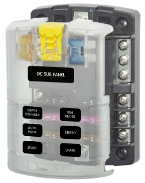 ST BLADE FUSE BLOCK 6CIRC W/GND/CVR BS-5025B